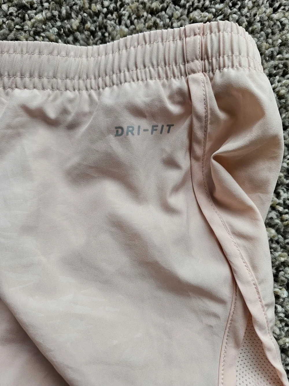 Nike Women’s Light Pink Athletic Running Shorts with Black Drawstring